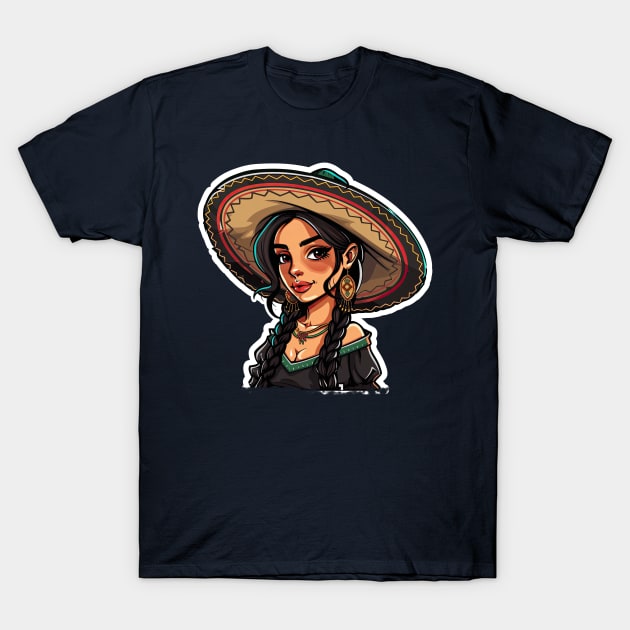 Cinco de mayo mexican twin ponytail mexican girl T-Shirt by emhaz